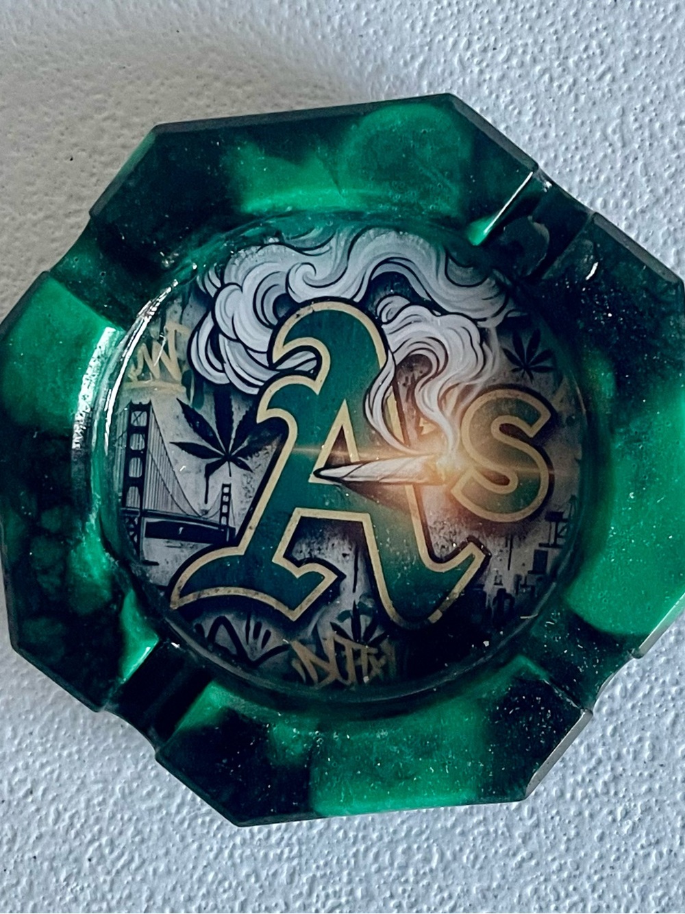 Oakland Athletics Octagon Ashtray Baseball Collectible Sports Fan Man Cave Decor